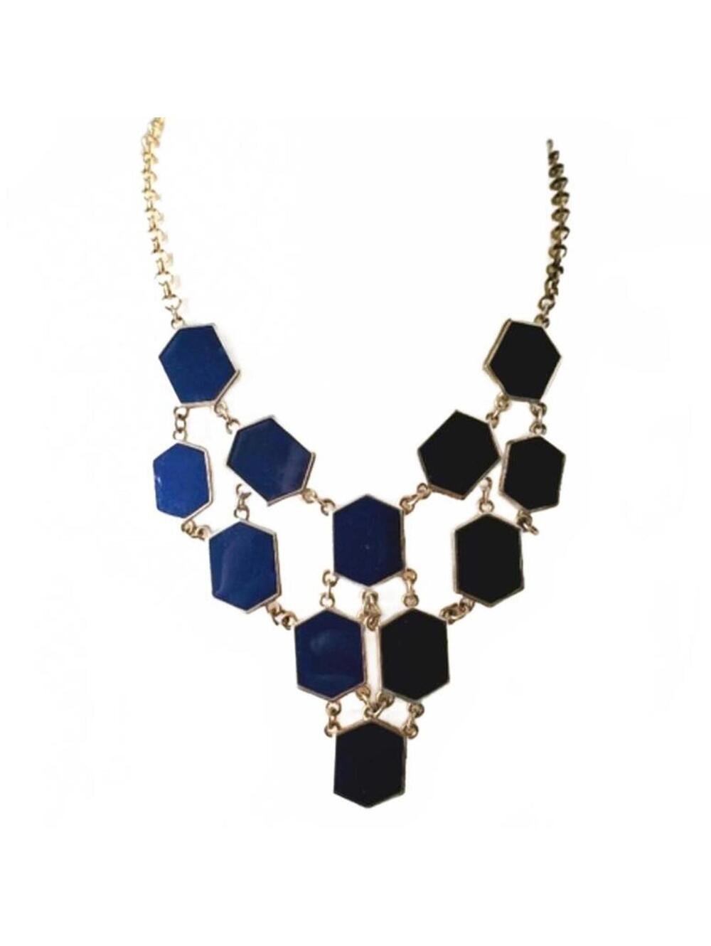 Navy Blue Gold Tone Necklace